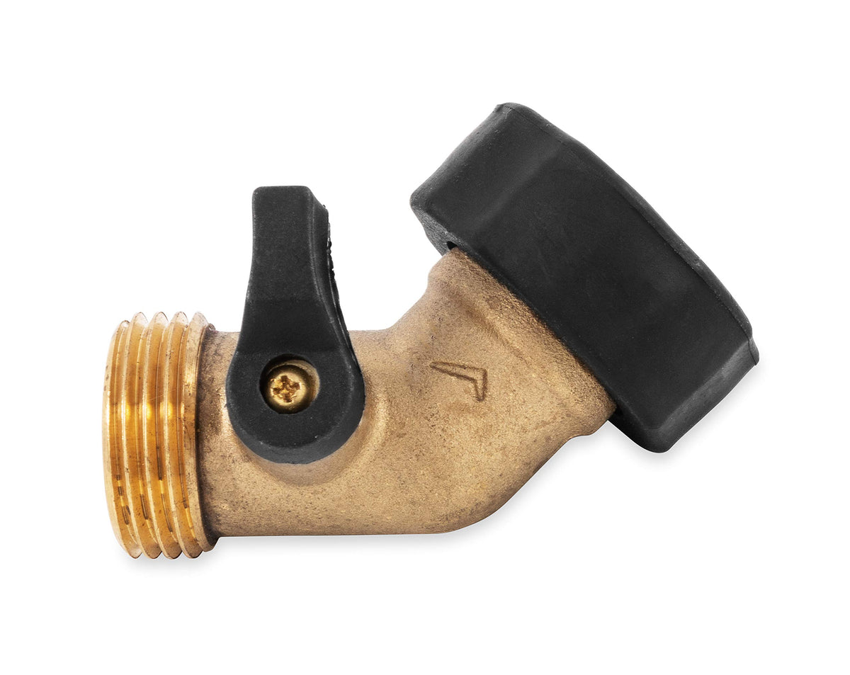 CAMCO 20173 Camco Solid Brass 45 Degree Drinking Water Valve with Garden Hose Connections (20173)