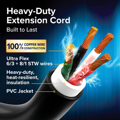 CAMCO 55195 Camco Power Grip 30-Ft 50-Amp RV Extension Cord -Rated for 125/250V/12,500W