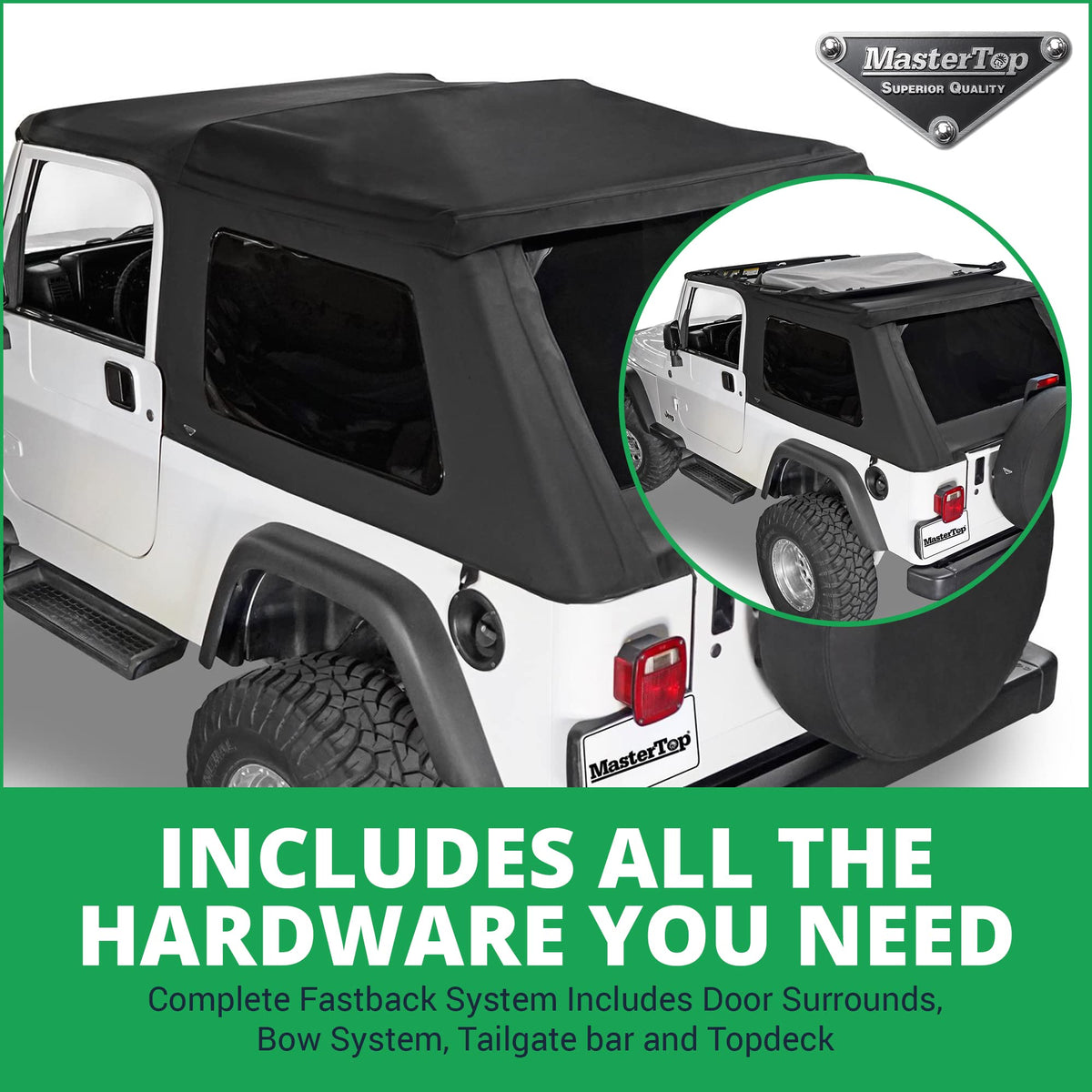 MasterTop 15501024 MasterTop SkyMaster Fastback Complete Top Kit – Fits or is Compatible with 2004-2006 LJ Unlimited Wrangler – MasterTwill Fabric – 15501024