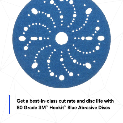 3M 36172 3M Hookit Blue Abrasive Disc, 321U, 36172, 6 in, 80+ Grade, Multi-Hole