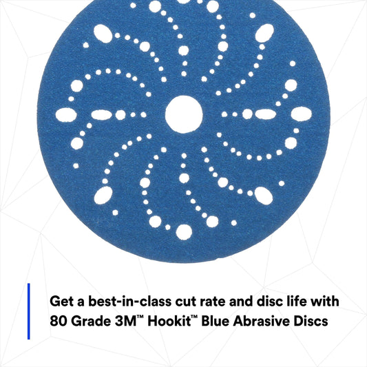 3M 36172 3M Hookit Blue Abrasive Disc, 321U, 36172, 6 in, 80+ Grade, Multi-Hole