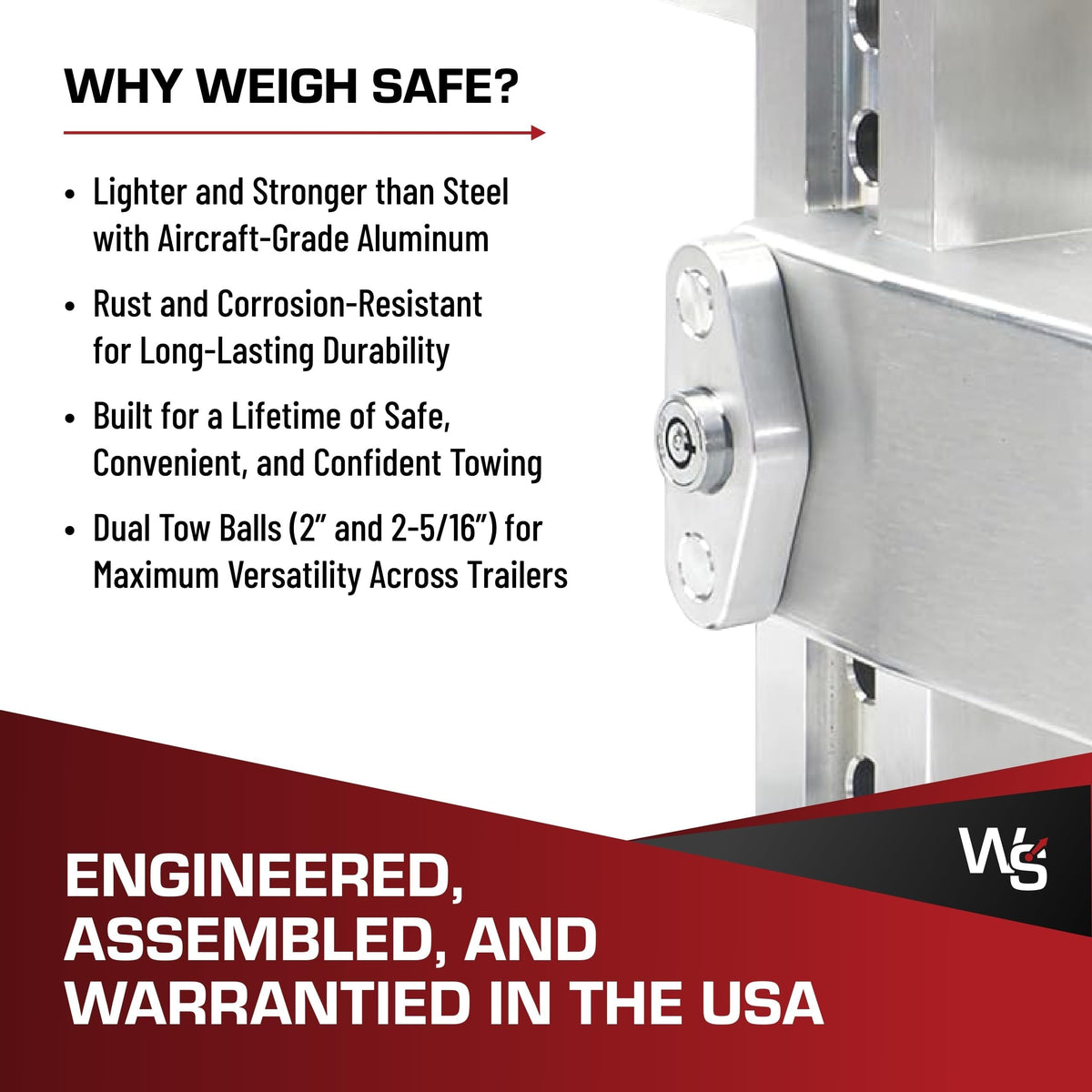 WEIGH SAFE CTB6-2-KA Weigh Safe Adjustable Trailer Hitch Ball Mount, 6" Adjustable Drop Hitch for 2" Receiver w/ 2 pc Keyed Alike Lock Set, Heavy Duty Aluminum Trailer Tow Hitch w/ Chrome Plated Tow Balls, 12,500 lbs GTW