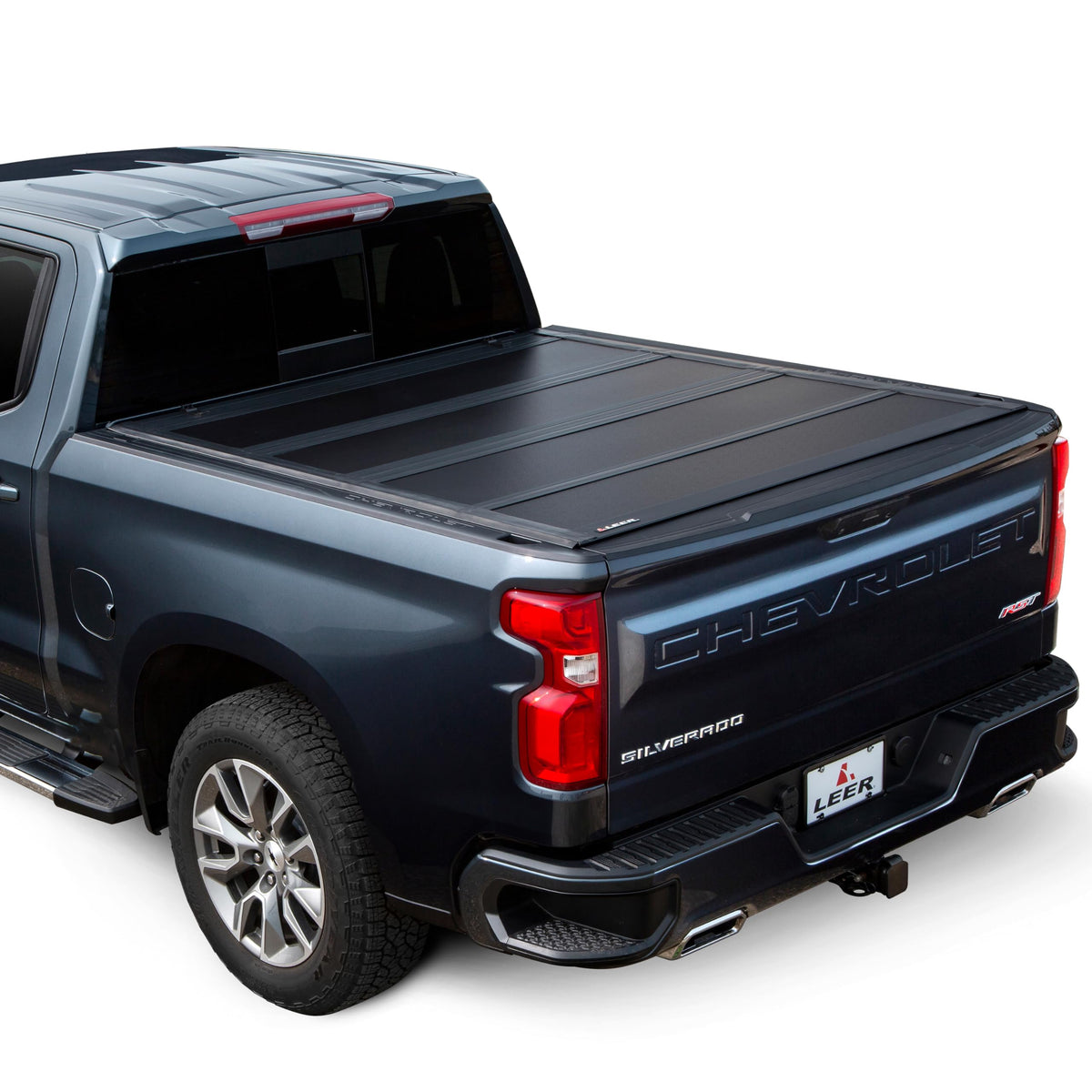 LEER 650120 LEER HF650M Quad-Folding Truck Bed Tonneau Cover, Fits Chevy Silverado and GMC Sierra, Years 2014-2018, 5'8" Truck Bed, Black