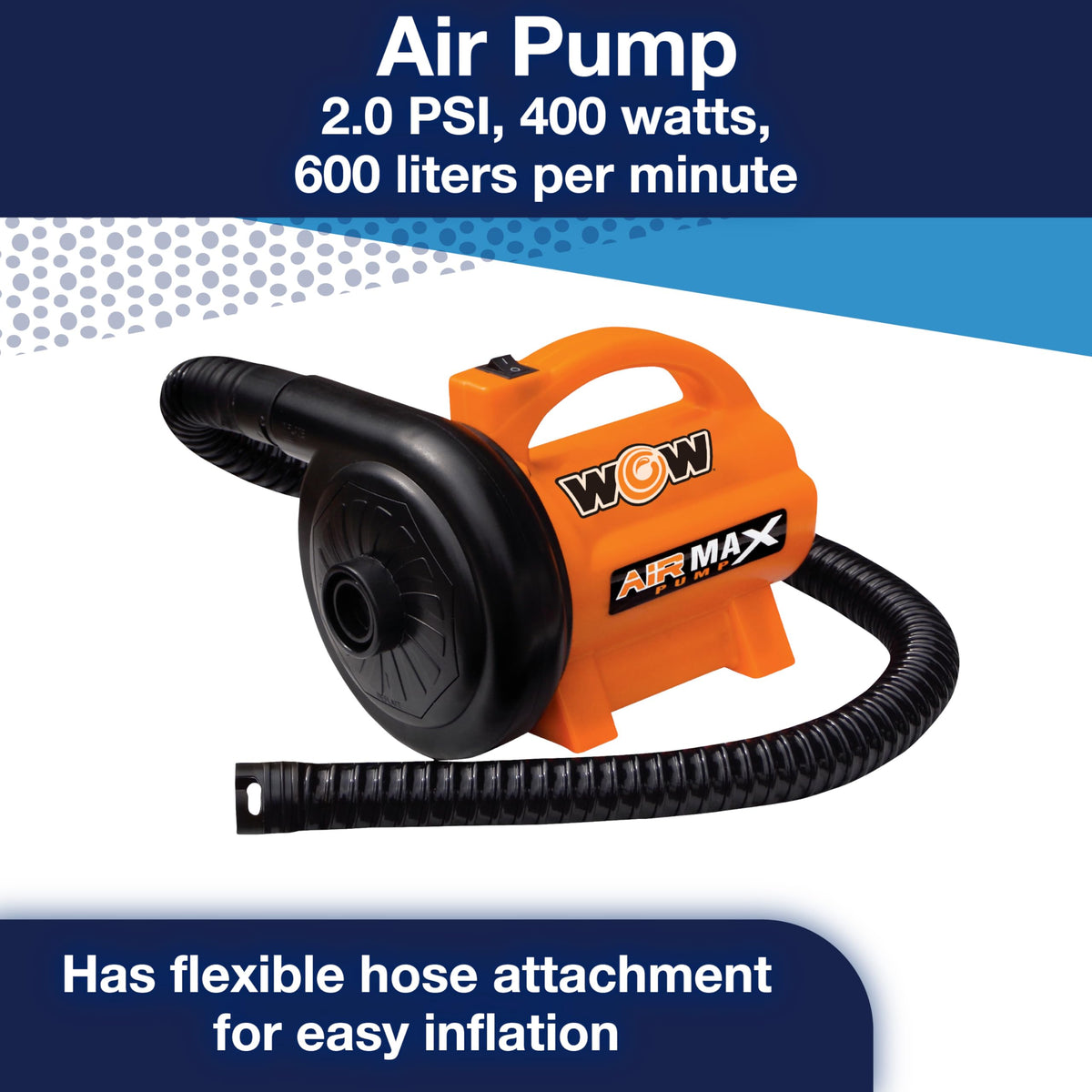 WOW SPORTS 16-4010 WOW Sports 120V AC Electric Pump - 600 L/min Air Inflator - 5 Adapters