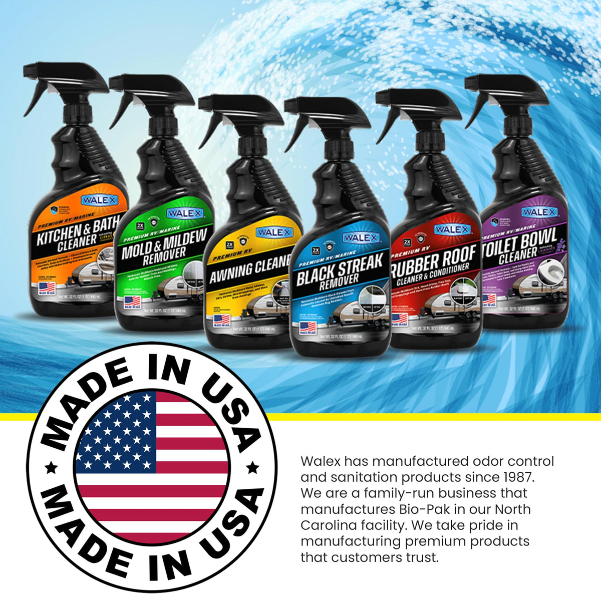 WALEX WALTB32 Walex Premium RV/Marine Toilet Bowl Cleaner - Naturally Derived Formula, Safe Plastic & Ceramic Toilets, Powerful Cleaning for Stains & Deposits, Septic Safe, Refreshing Lavender Fragrance, 32 oz