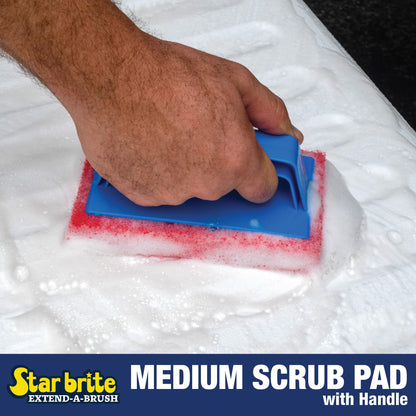 STAR BRITE 040130 STAR BRITE Medium Red Scrub Pad with Interchangeable Handle