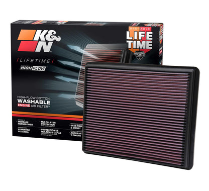 K&N FILTER 33-2129 K&N High-Flow Original Lifetime Engine Air Filter: Increase Power: Compatible with 1999-2020 Cadillac/Chervolet/GMC: Escalade, Avalanche, Cheyenne, Silverado, Suburban, Tahoe, Sierra, Yukon, 33-2129