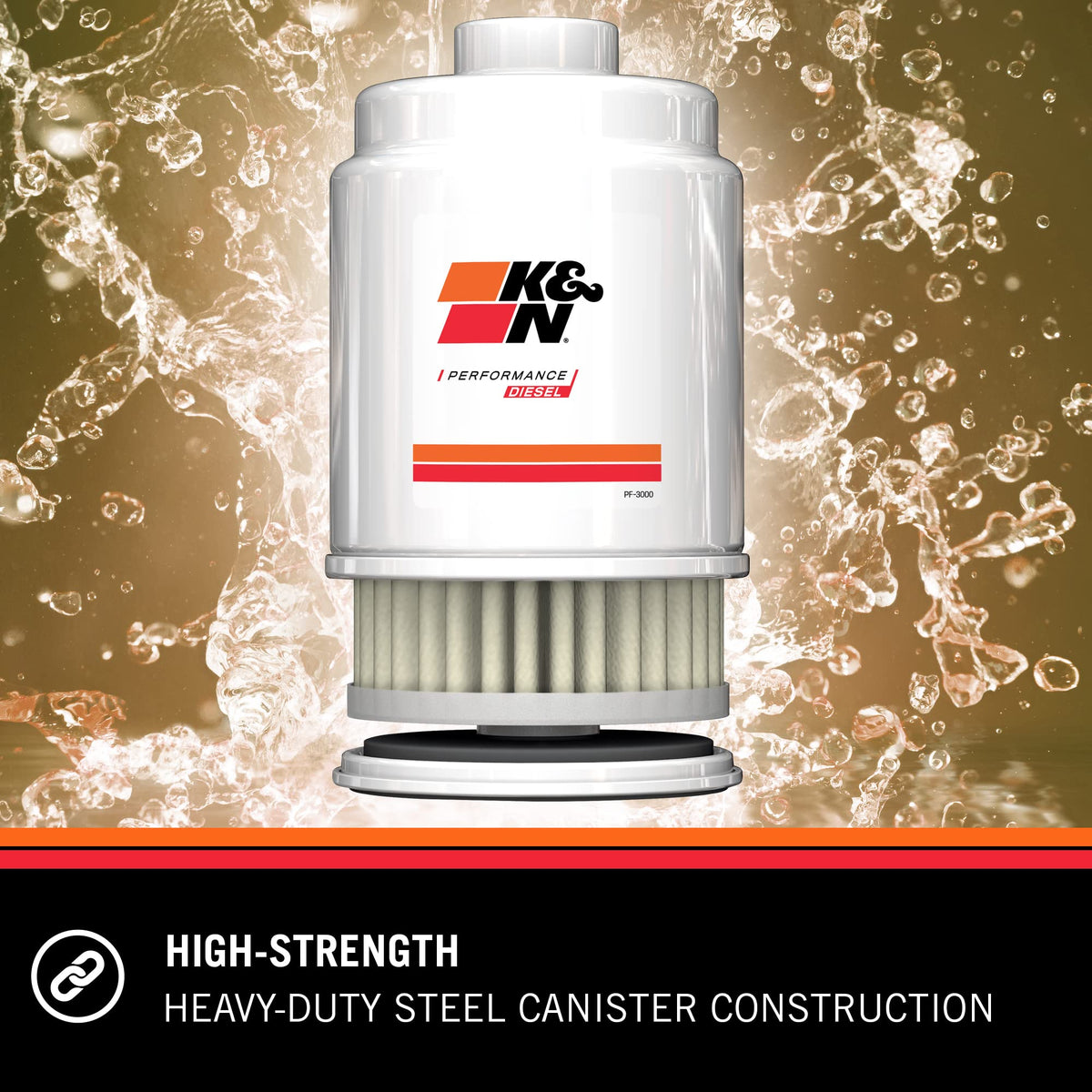 K&N FILTER PF-3000 K&N Diesel Fuel Filter: Performance Fuel Filter, Premium Engine Protection, Compatible with 2001-2015 Chevrolet/GMC Truck 6.6L Duramax Diesel Engines, PF-3000