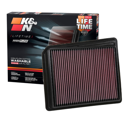 K&N FILTER 33-5062 K&N High-Flow Original Lifetime Engine Air Filter: Increase Power: Premium, Washable: Compatible with 2017-2024 NISSAN: Titan, 33-5062