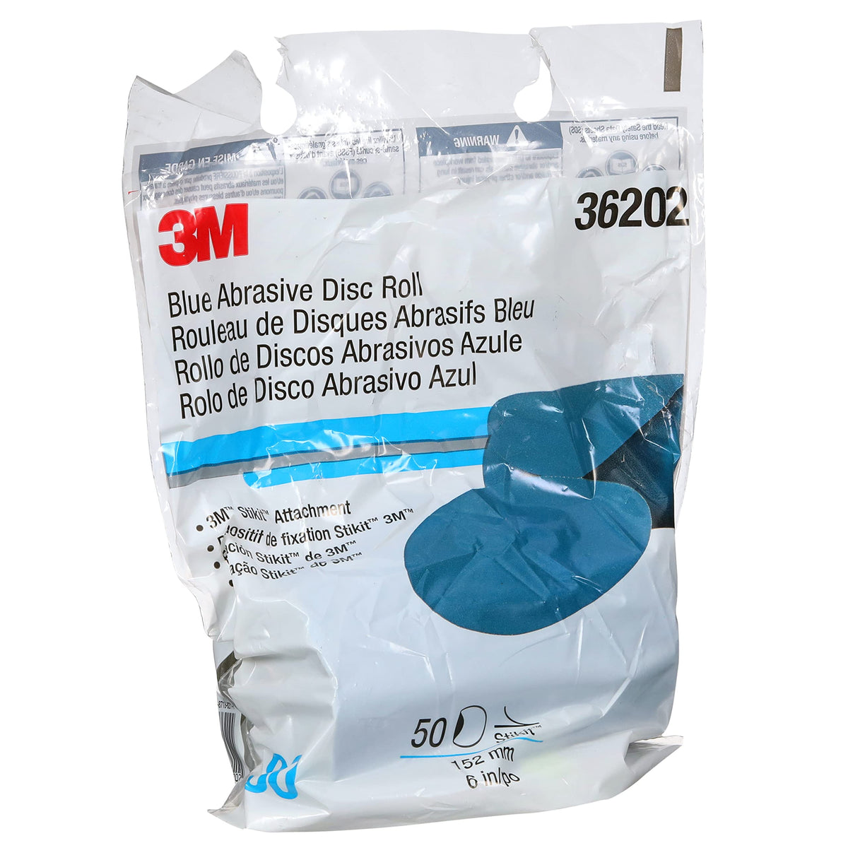3M 36202 3M Stikit Blue Abrasive Disc Roll, 321U, 36202, 6 in, 80+ Grade, No Hole