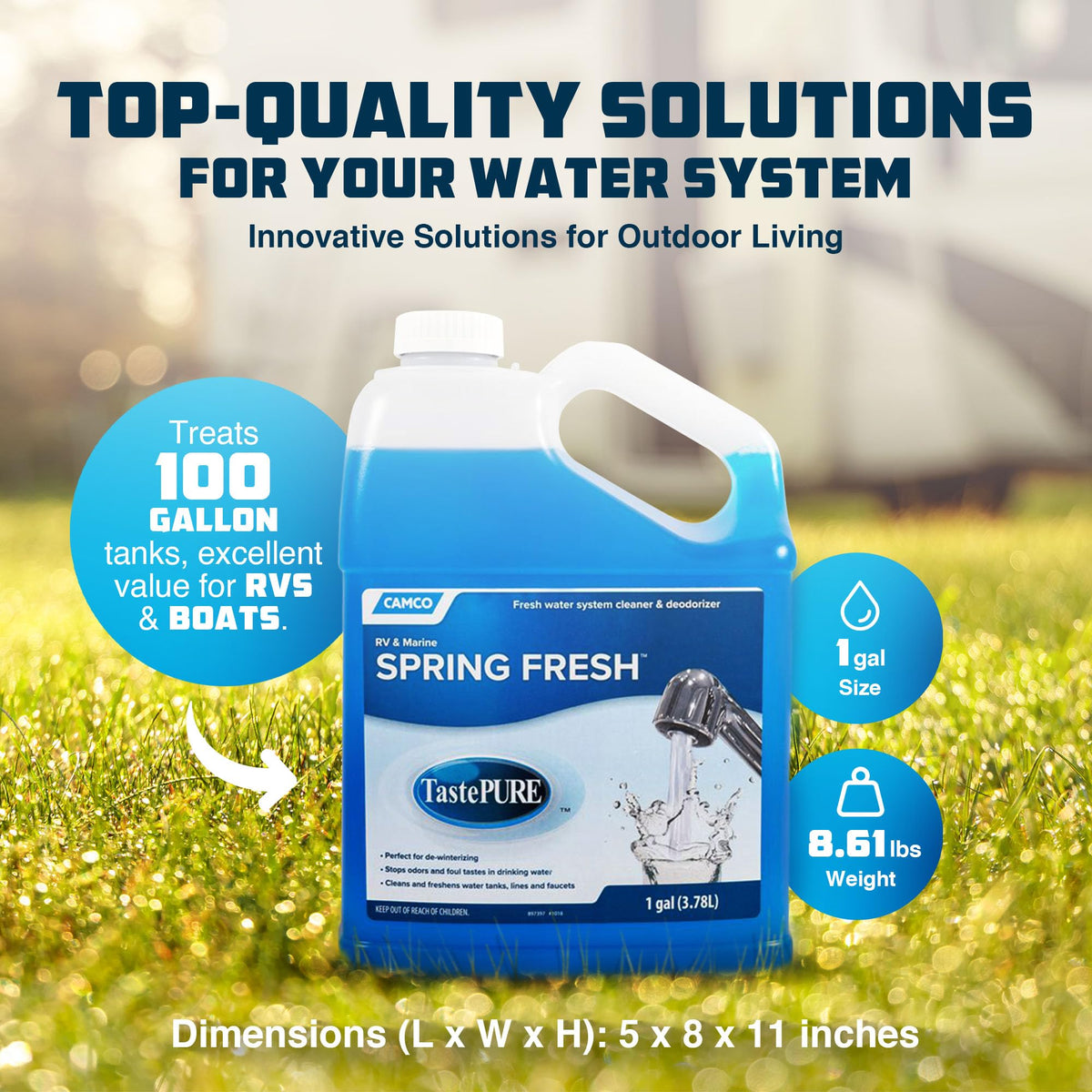 CAMCO 40207 Camco TastePURE Spring Fresh Water System Cleaner - 1 Gallon - Made in USA