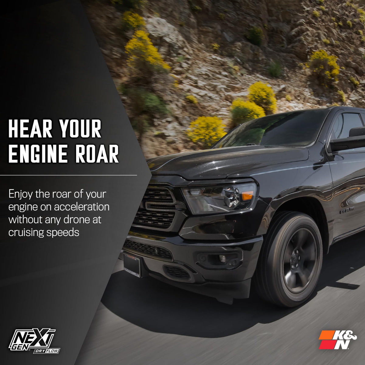 K&N FILTER 50-1578D K&N NextGen Cold Air Intake System: Dry-Flow Cotton Filter: Compatible with 2019-2024 RAM 1500; 50-1578D