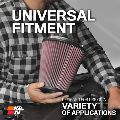 K&N FILTER RE-0950 K&N High-Flow Original Lifetime Universal Clamp-On Air Filter: High Performance, Premium, Washable: Flange Diameter: 3.5 In, Filter Height: 6 In, Flange Length: 1.75 In, Shape: Round Tapered, RE-0950