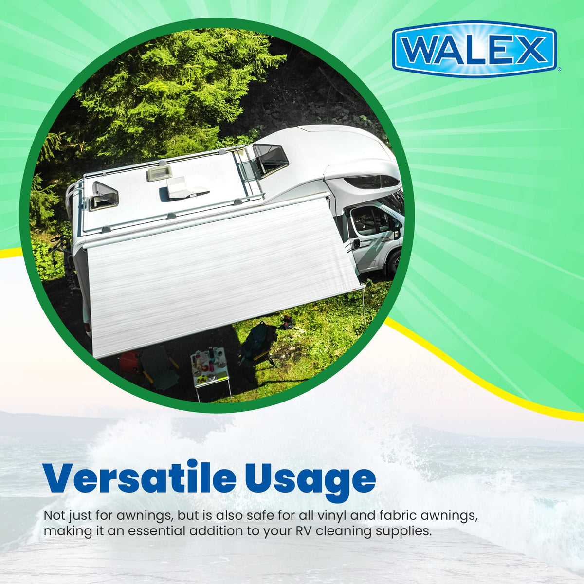 WALEX WALAC32 Walex RV Awning Cleaner - Safe for Vinyl & Fabric, Dissolves Tough Stains, Mold, Mildew, Dirt, Bird Droppings & More; Extends Awning Lifespan for RVs, Campers, Trailers & Motorhomes, 32 oz