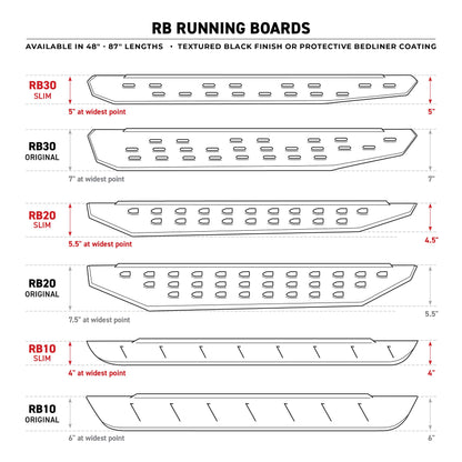 GO RHINO 69600087ST Go Rhino - 69600087ST - RB30 Slim LINE Running Boards - 87'