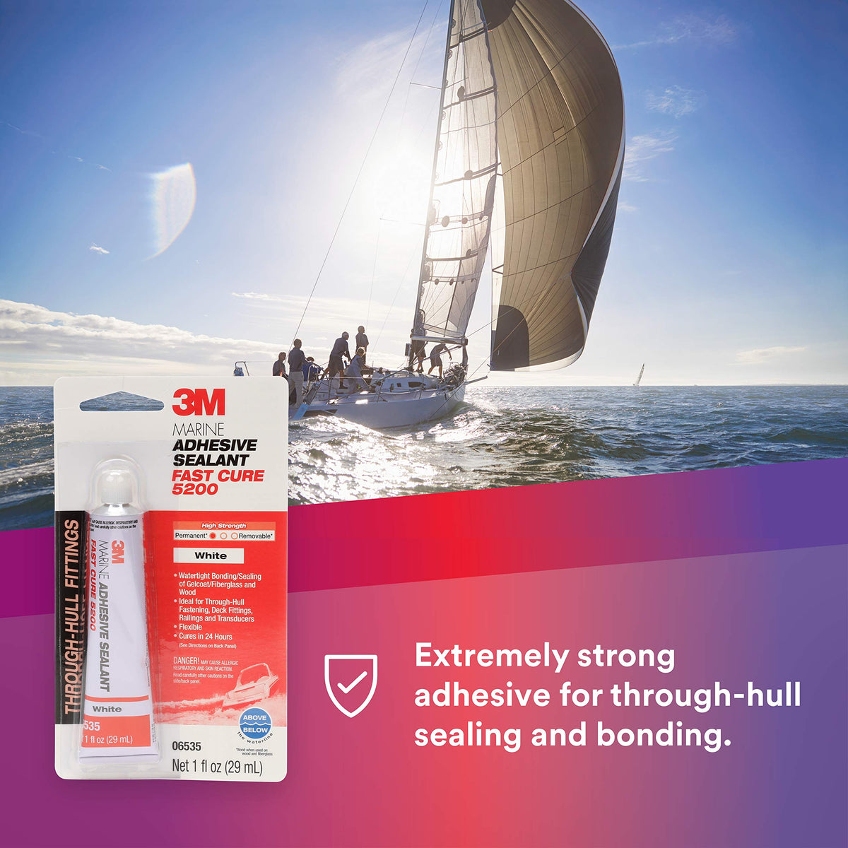 3M 06535 3M Marine Adhesive Sealant 5200FC, Fast Cure, White, 1 oz Tube