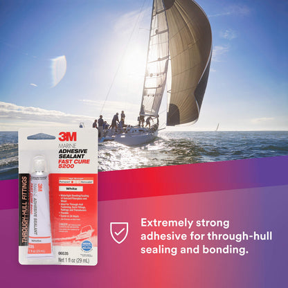 3M 06535 3M Marine Adhesive Sealant 5200FC, Fast Cure, White, 1 oz Tube