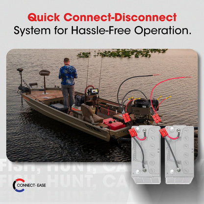 CONNECT EASE RCE24VBCHK Connect-Ease 24V Trolling Motor Connection Kit RCE24VBCHK | Series Connection for 12V Batteries with Onboard Charging Charger Leads | Marine-Grade Components | Plug & Play | Batteries Not Included