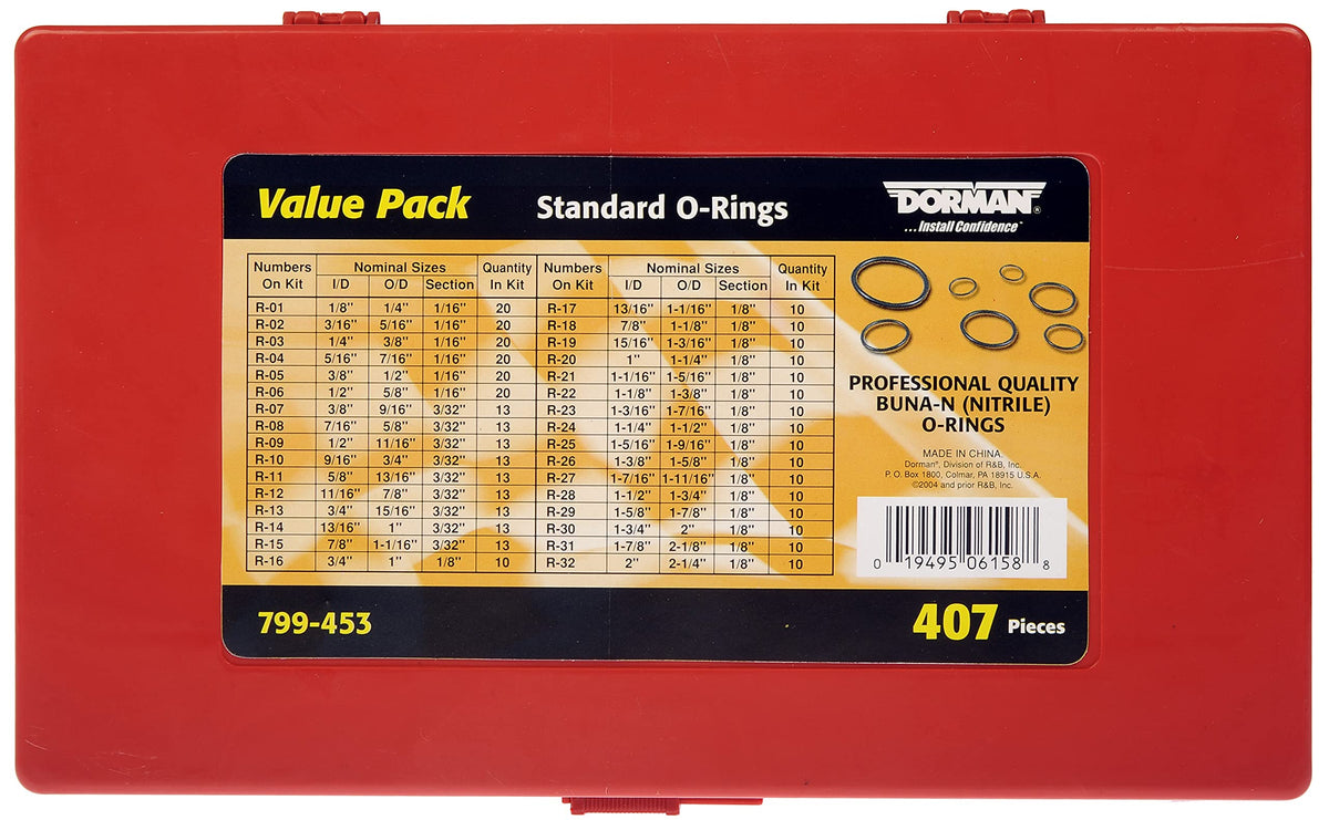 DORMAN 799-453 Dorman 799-453 Standard O-Rings Value Piece- 32 Sku's, 407 Piece Universal Fit