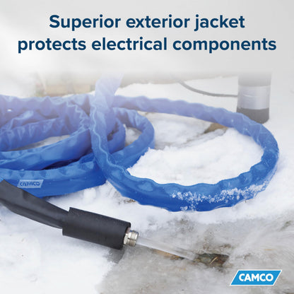 CAMCO 22922 Camco 25-Foot Heated Drinking Water Hose | Features Water Line Freeze Protection Down to -40°F/C & Energy-Saving Thermostat | Includes Adapter for Connection to Either End of Hose (22922)