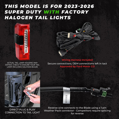 Putco 9201960-32 Putco 60" Blade LED Tailgate Light Bar Red/Amber/White LEDs & Plug-N-Play Quick Connect Harness - Fits Ford F250 / F350 / F450 2023-2027 w/Halogen Tail Lights