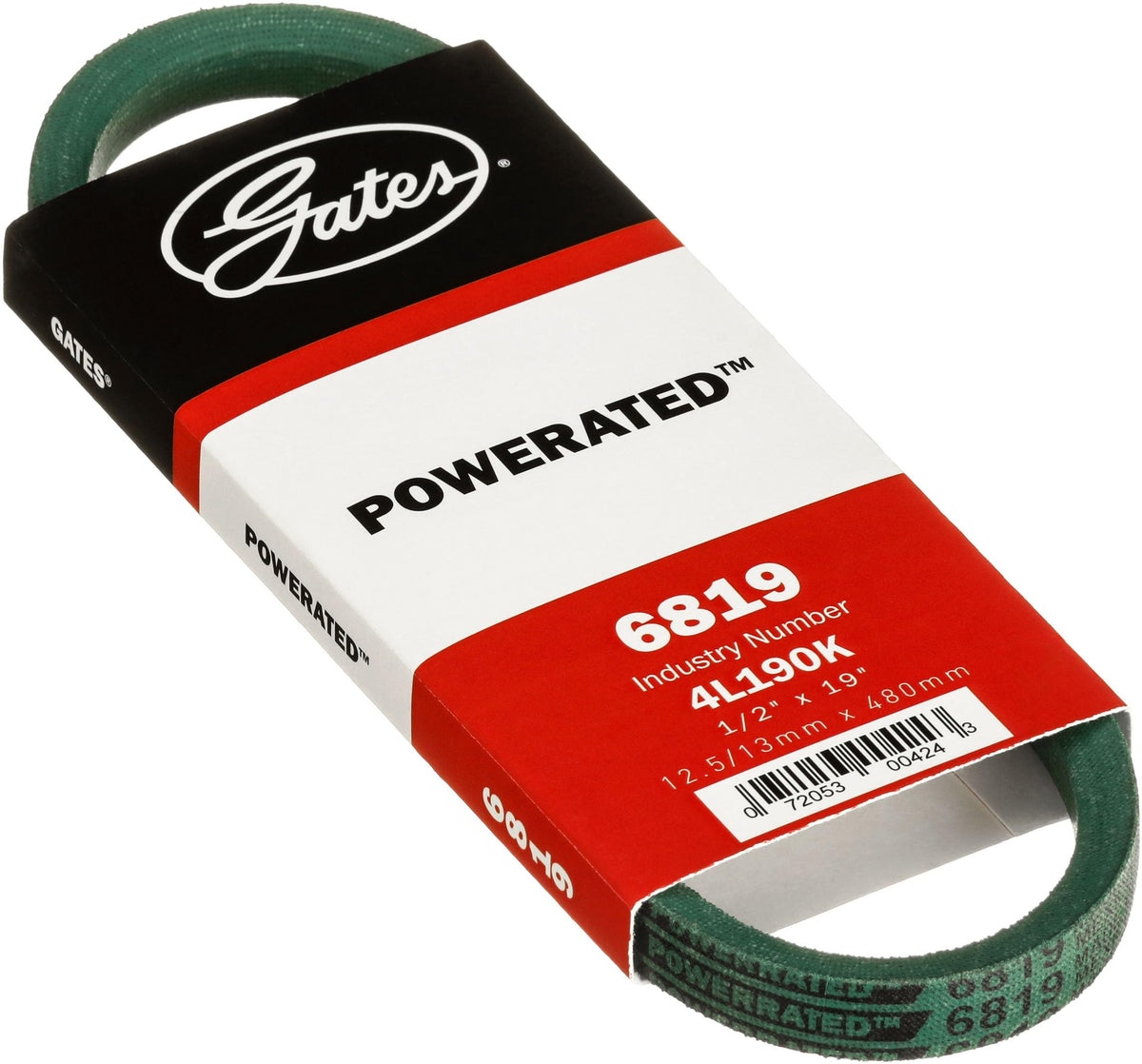 Gates 6819 PoweRated V-Belt, 4L Section, 1/2"" Width