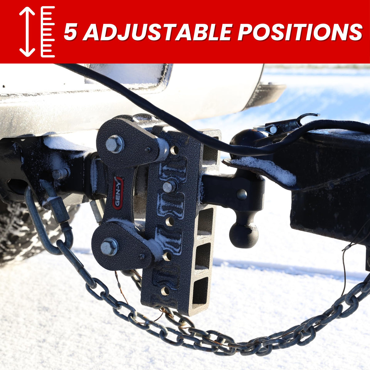 GEN-Y HITCH GH-2325 GEN-Y Hitch Heavy Duty Tow Hitch for 2.5" Receiver - 7.5" Drop/Rise with 5 Adjustable Positions, Includes Dual Ball Mount, Pintle Lock and Pins, 10,000 lbs Towing Capacity, 1,100 lbs Tongue Weight