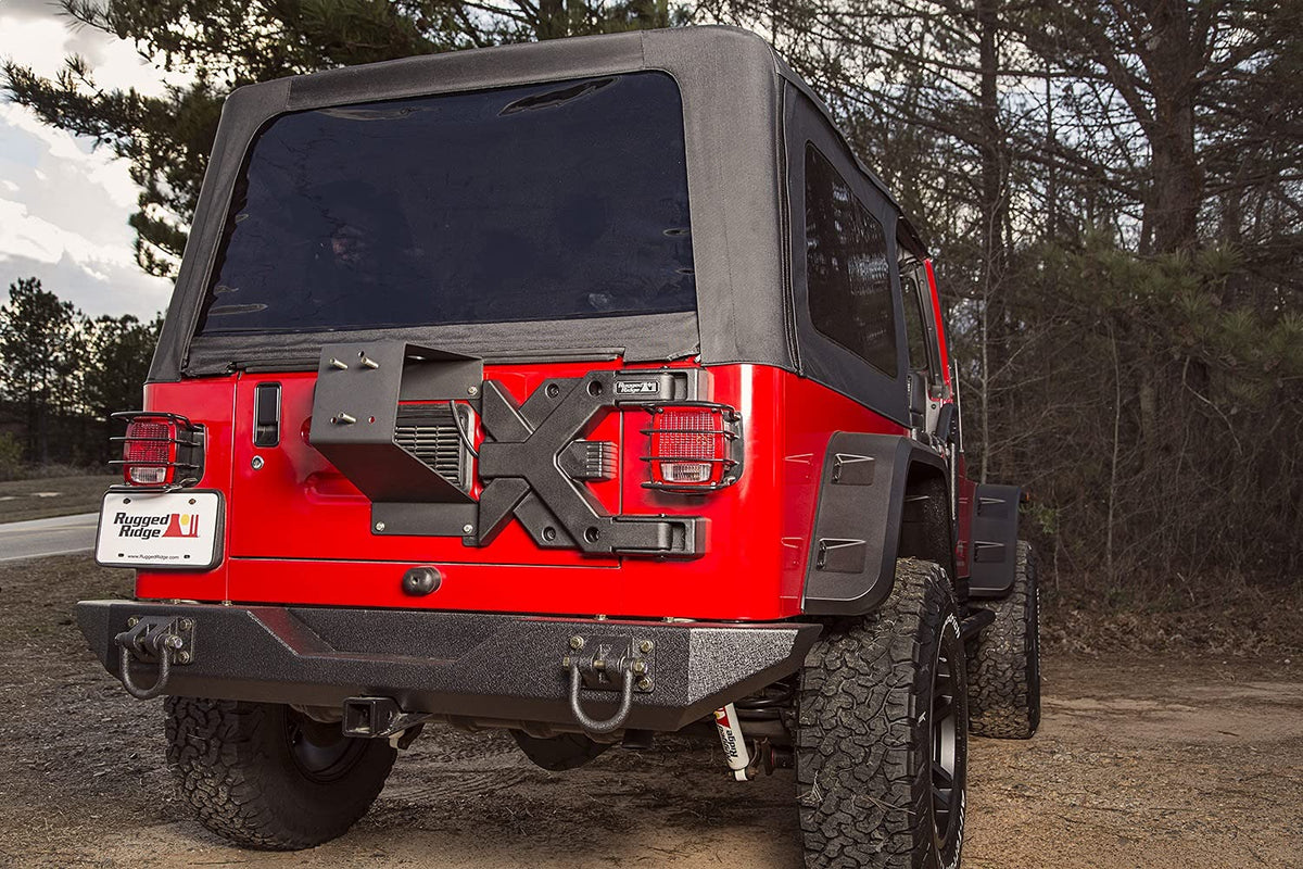RUGGED RIDGE 11546.62 Rugged Ridge Spartacus Tire Carrier Wheel Mount | Black, Heavy Duty | 11546.62 | Fits 1987-2006 Jeep Wrangler YJ/TJ