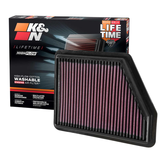 K&N FILTER 33-5045 K&N High-Flow Original Lifetime Engine Air Filter: Increase Power: Premium, Washable: Compatible with 2016-2026 HONDA: Civic, HR-V, 33-5045