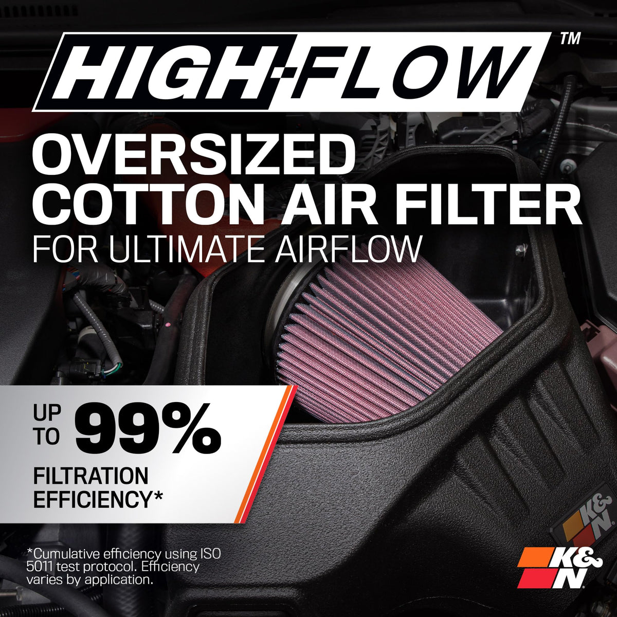 K&N 69-8625TWR Cold Air Intake System: Dry-Flow Air Filter