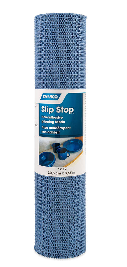 CAMCO 43278 Camco Slip Stop Liner - Prevents Sliding in RVs & Camper Kitchen Shelves and Drawers - Great for Toolboxes, Rugs, & More - Durable, Washable Material - 1' x 12' Roll - Slate Blue (43278)