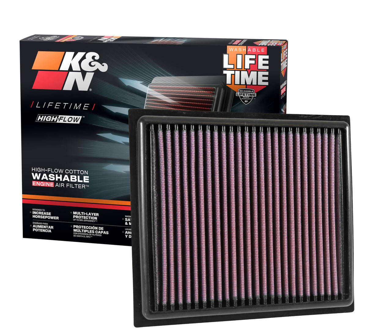 K&N FILTER 33-5034 K&N High-Flow Original Lifetime Engine Air Filter: Increase Power: Premium, Washable: Compatible with 2014-2025 Alfa Romeo/Fiat/Jeep/Ram: Tonale, 500, Toro, Compass, Renegade, Promaster, 33-5034