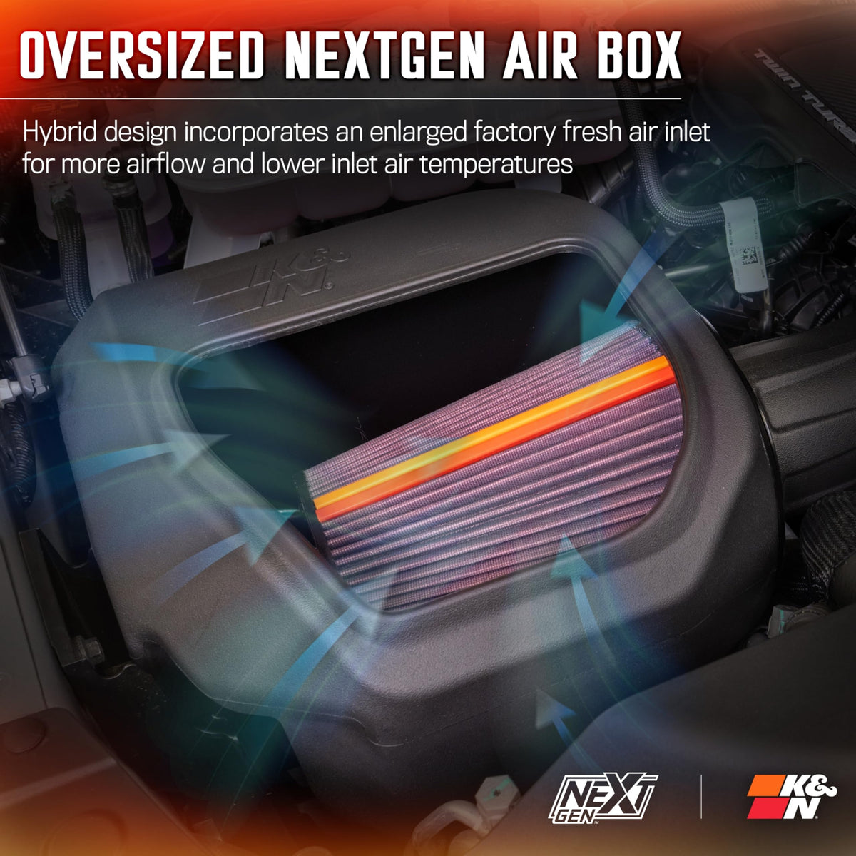 K&N FILTER 50-1598 K&N NextGen Cold Air Intake System: High-Flow Cotton Filter: Compatible with 2025-2026 RAM 1500; 50-1598
