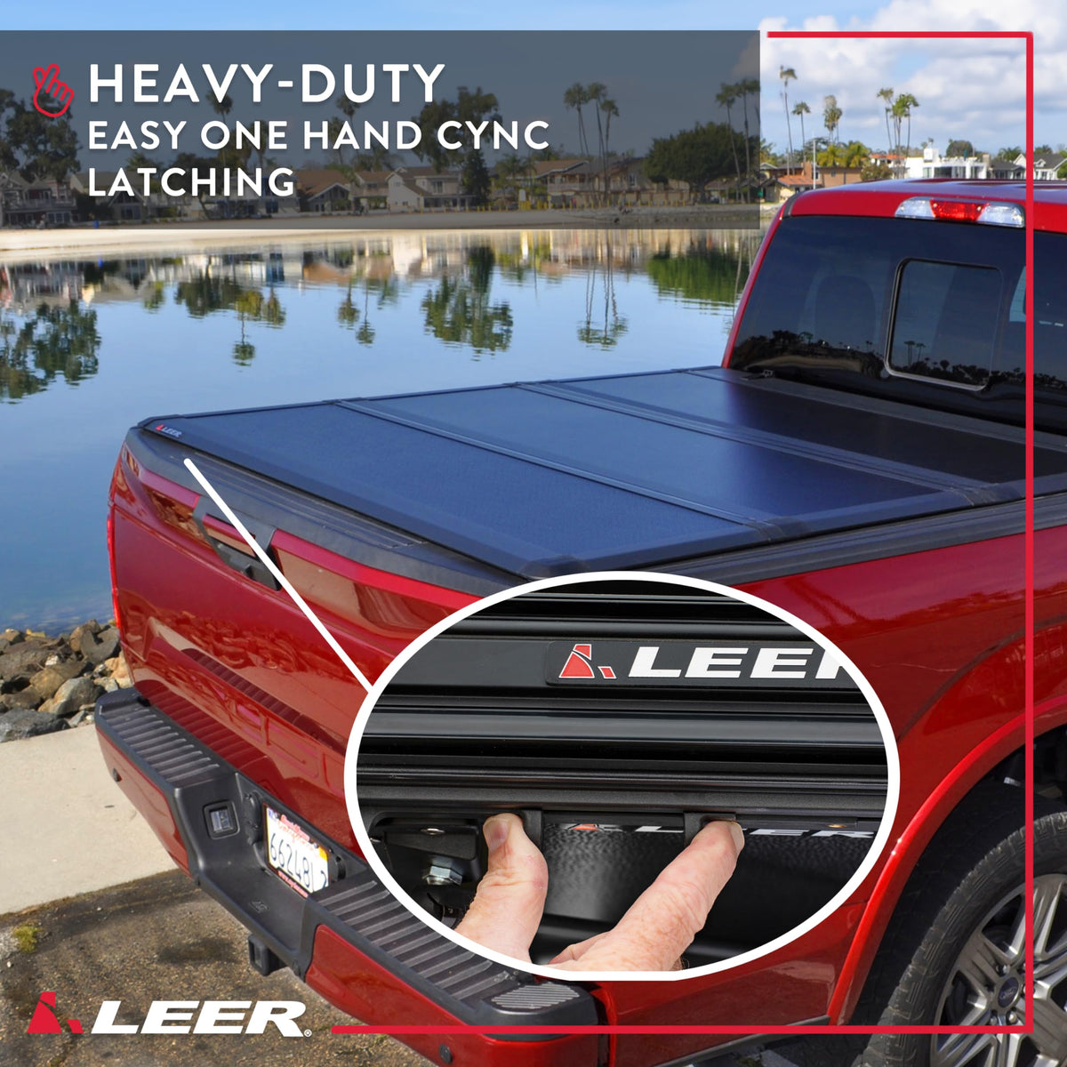 LEER 631289 LEER HF350M Tri-Folding Truck Bed Tonneau Cover, Fits Toyota Tundra Crew Max, Years 2007-2021, 5'6" Truck Bed, Black