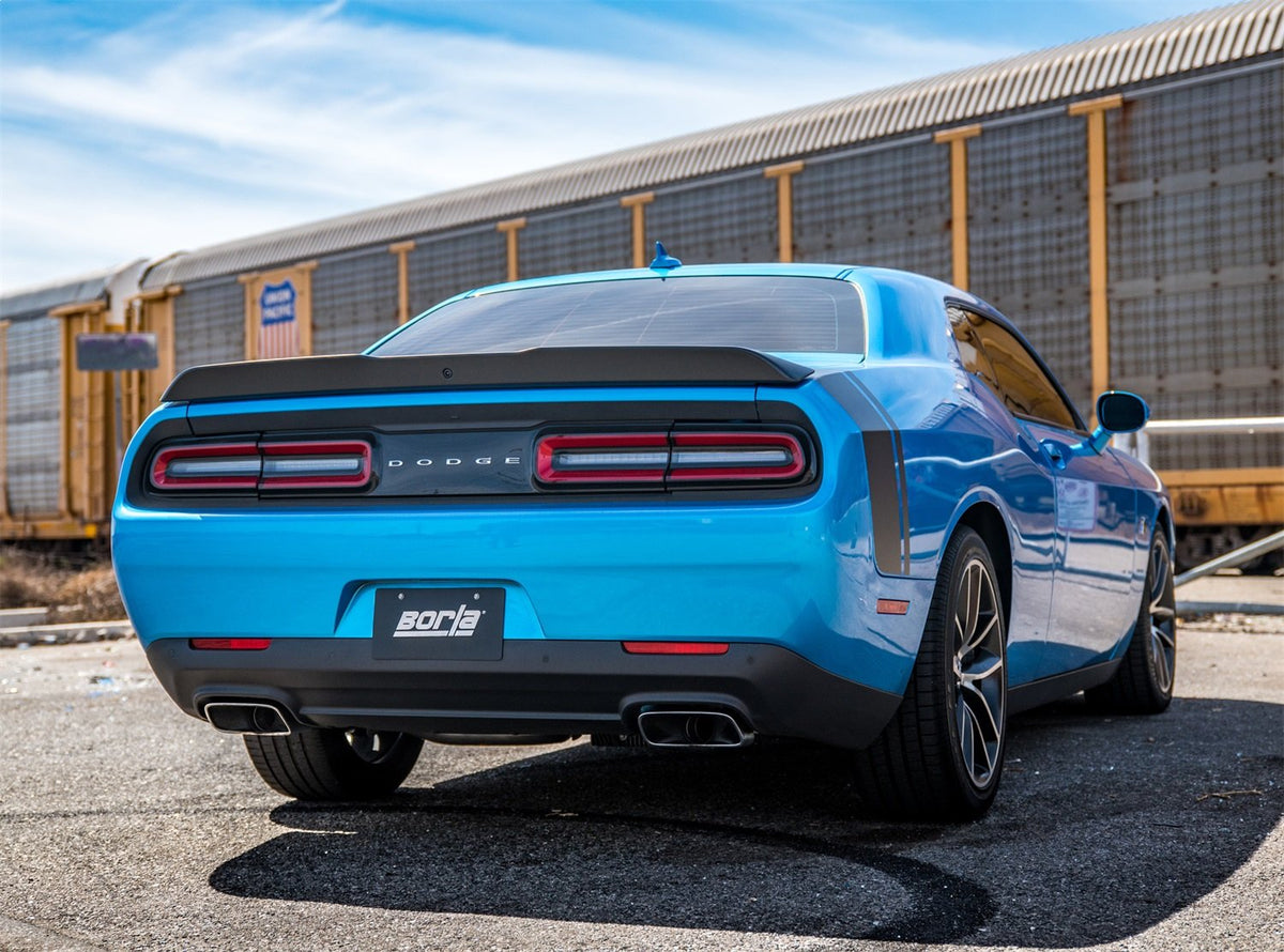 Borla 140641 BORLA 140641 Cat-Back System for 2015-2023 Dodge Challenger SRT 392/392 Hemi/Scat Pack 6.4L V8 AT/MT RWD With MDS (cyl. deactivation) Valves. BORLA Does NOT Include Tips Use Factory Bezel/Valance.