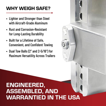 WEIGH SAFE LTB8-2.5-KA Weigh Safe Adjustable Trailer Hitch Ball Mount, 8" Adjustable Drop Hitch for 2.5" Receiver w/2 pc Keyed Alike Lock Set, Heavy Duty Aluminum Trailer Tow Hitch w/Stainless Steel Tow Balls,18,500 lbs GTW