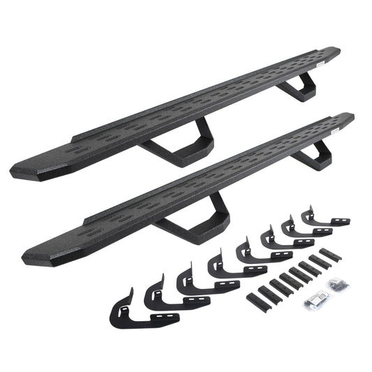 GO RHINO 6960478720T Go Rhino RB30 Running Boards, Brackets, & 2 Pair of Drop Steps | Galvanized Steel, Protective Bedliner Coating | 6960478720T | Fits 2014-2018 Chevrolet Silverado/GMC Sierra 1500 Crew Cab (See Descr.)