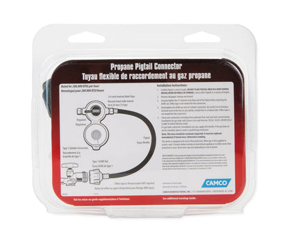 CAMCO 59073 Camco Pigtail Propane Hose Connector | Rated for 200,000 BTUs per Hour | 20-inches (59073)