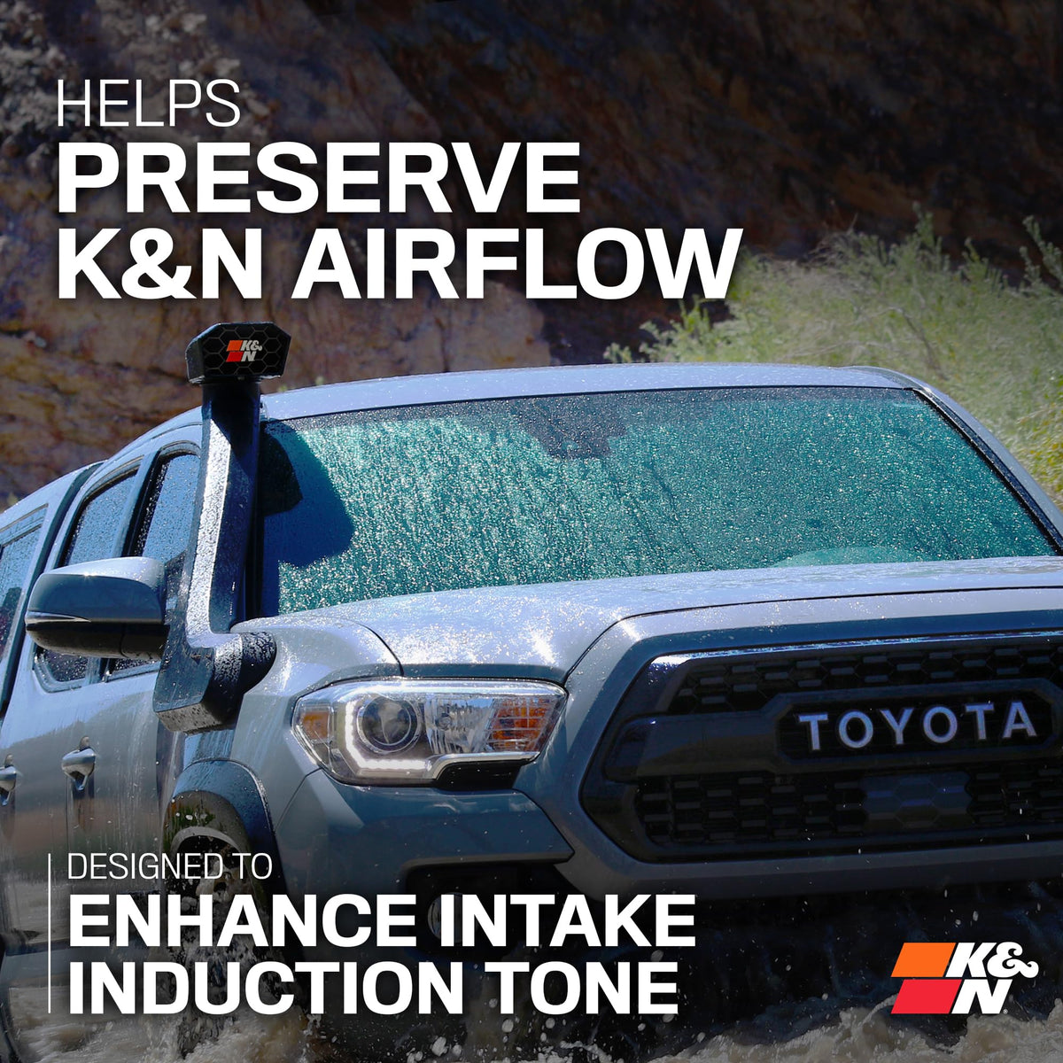 K&N FILTER 63-8000 K&N Elevated Intake Kit (Snorkel) Compatiable with 2016-2023 Toyota Tacoma V6-3.5L, 63-8000