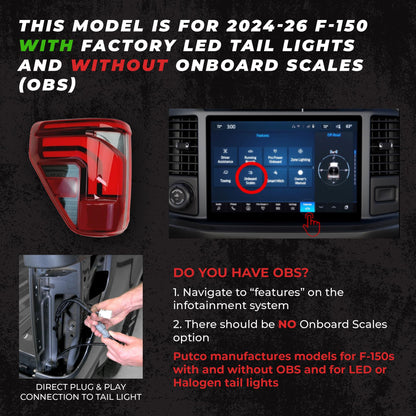 Putco 9201960-37 Putco 60" Blade LED Tailgate Light Bar Red/Amber/White LEDs & Quick Connect Harness - Fits Ford F150 2024-2027 (Only fits Models Without Onboard Scale/Tow Tech & OE LED Taillights)