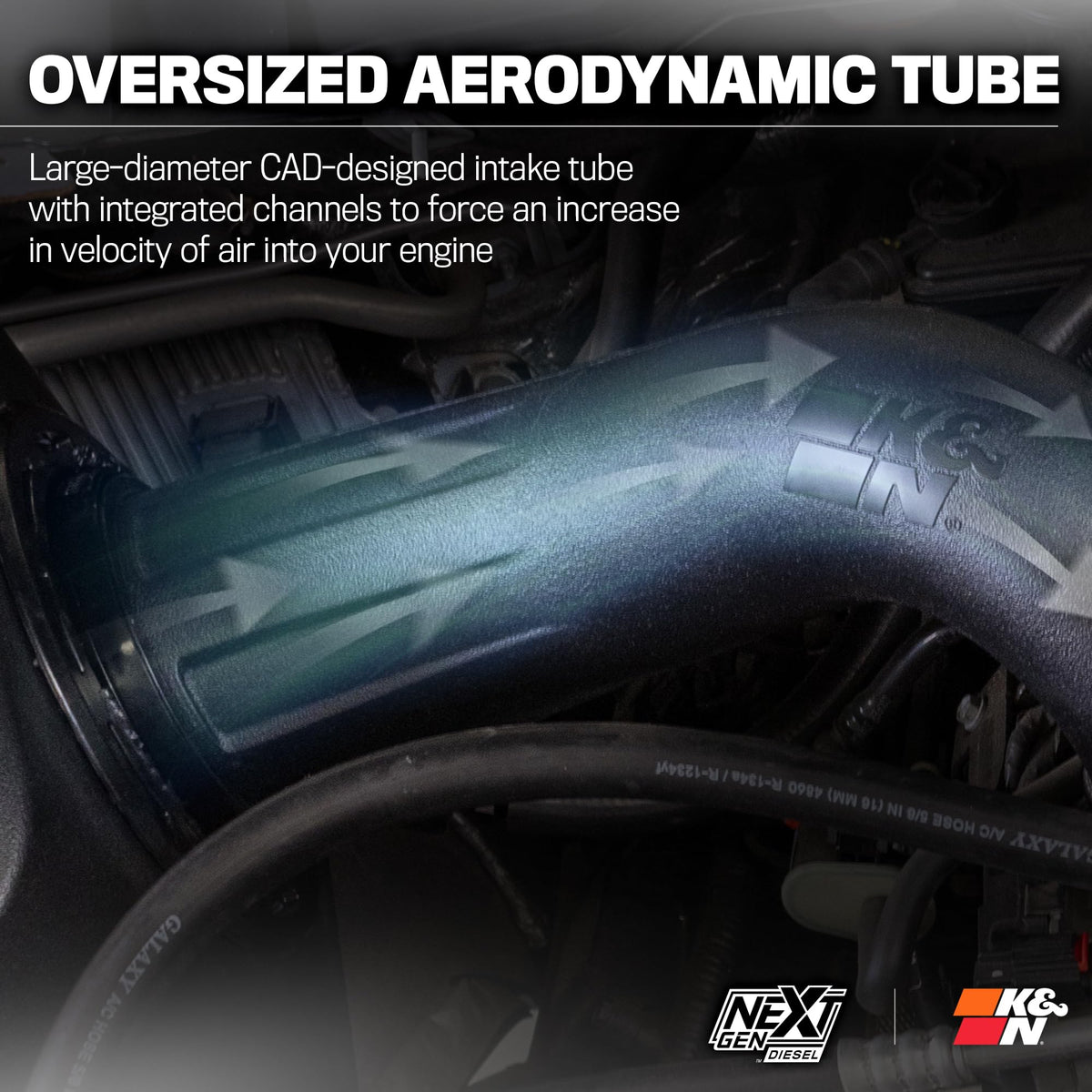 K&N FILTER 50-1592D K&N NextGen Diesel Dryflow Cold Air Intake: Compatible with 2013-2018 RAM; 2500; 3500; 50-1592D