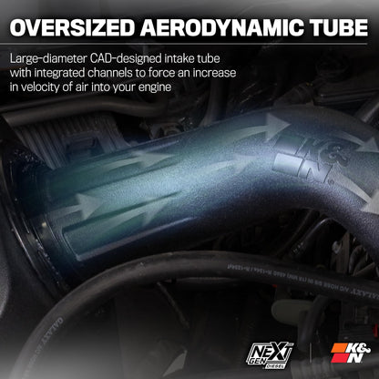 K&N FILTER 50-1592D K&N NextGen Diesel Dryflow Cold Air Intake: Compatible with 2013-2018 RAM; 2500; 3500; 50-1592D