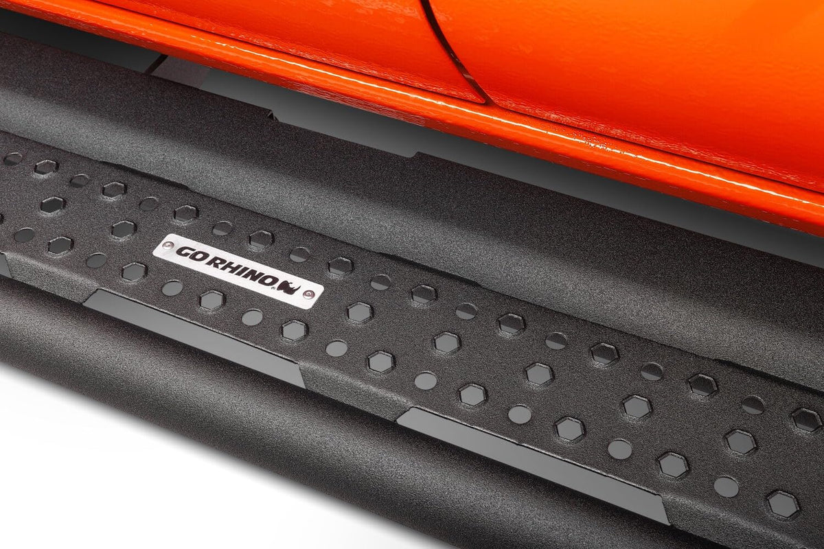 GO RHINO FSD64516T Go Rhino Dominator Xtreme D6 Side Steps & Frame Mounting Brackets | Mild Steel, Textured Black | FSD64516T | Fits 2020-2024 Jeep Gladiator JT, 4-Door