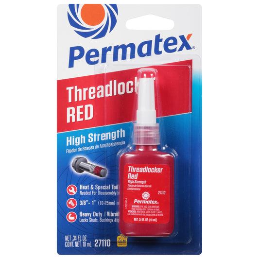 PERMATEX 27110 Devcon 27110 Red High-Strength Threadlocker, 10 mL, 0.34 fl. oz. Bottle