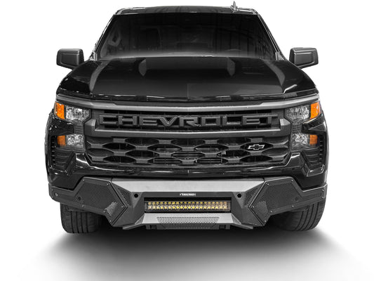 GO RHINO 34186T RealTruck Element Front Bumper w/Fixed Light Bar | Steel, Textured Black | 34186T | Fits 2022-2025 Chevrolet Silverado 1500; 2022 GMC Sierra 1500 Limited; 2019-2021 GMC Sierra 1500