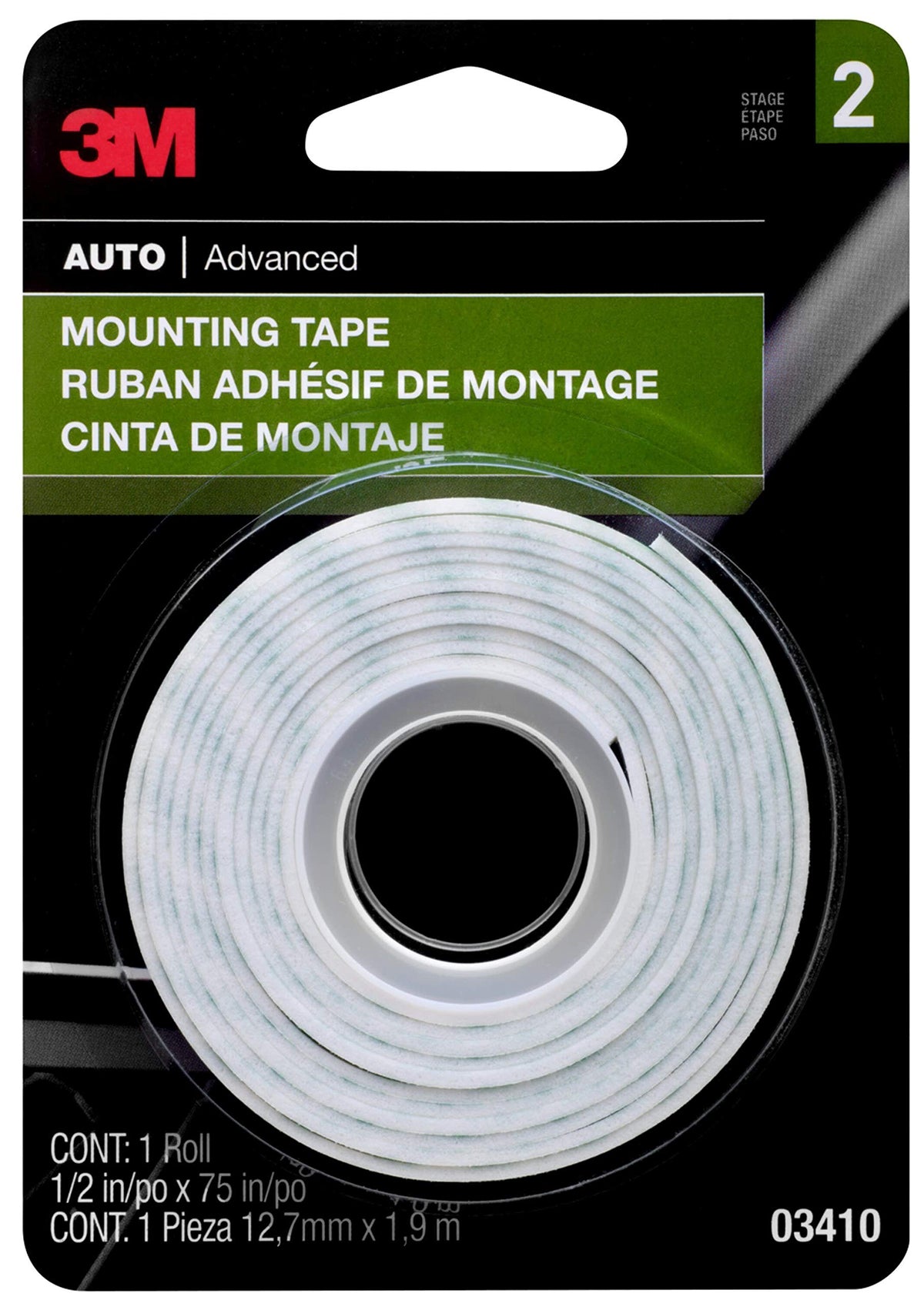 3M 03410 3M Mounting Tape, 03410, 1/2 in x 75 in