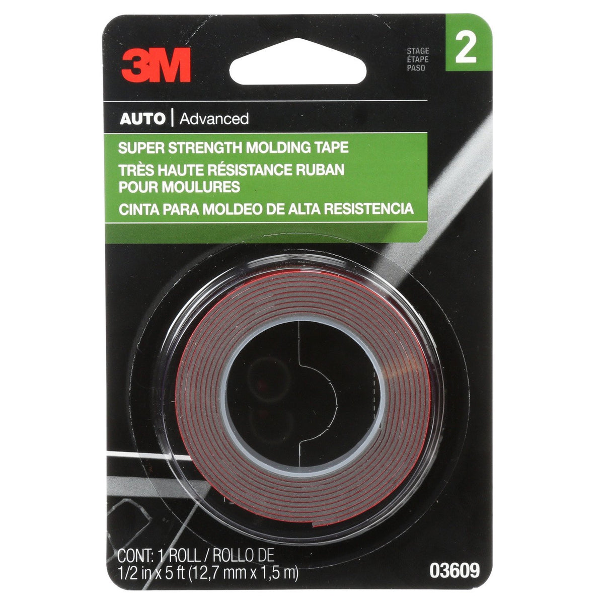 3M 03609 3M Super Strength Molding Tape, 03609, 1/2 in x 5 ft