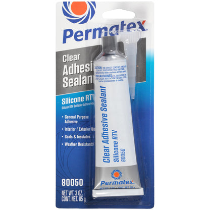 PERMATEX 80050 Permatex 80050 Clear RTV Silicone Adhesive Sealant, 3 oz