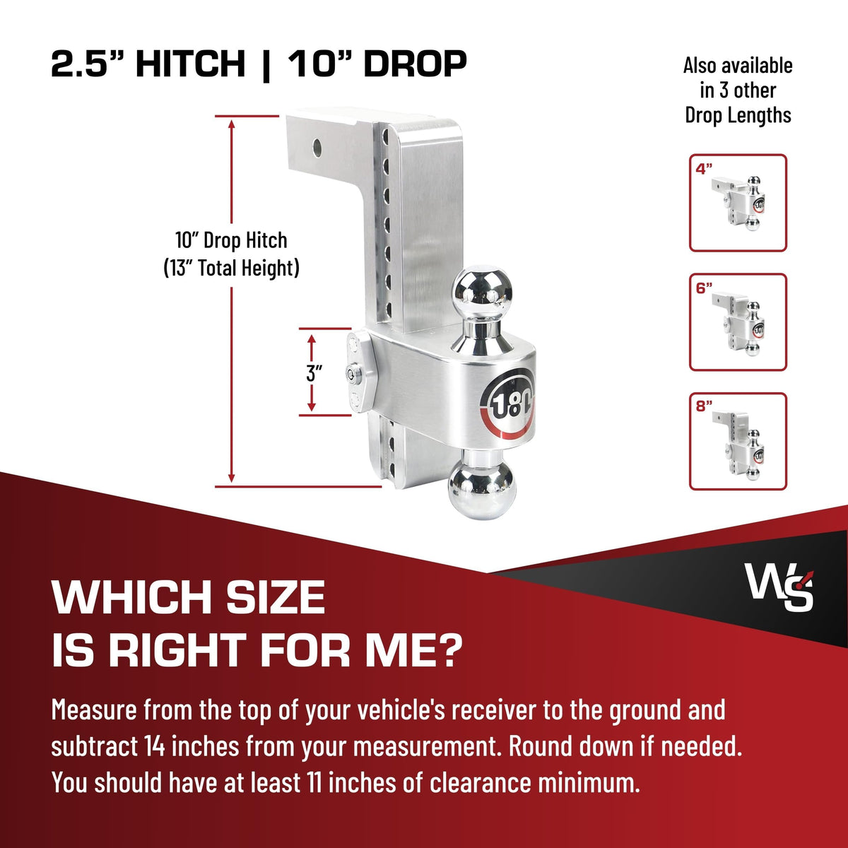 WEIGH SAFE CTB10-2.5-KA Weigh Safe CTB10-2.5-KA Drop Hitch Receiver: 2.5 Inches Adjustable