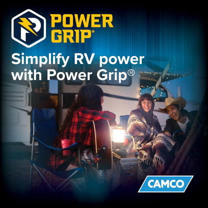 CAMCO 55194 Camco Power Grip 15-Ft 50-Amp Camper/RV Extension Cord - Male to Female (NEMA 14-50P to 14-50R) - Rated for 125-250V/12500W - Features Heavy Duty Copper Wire & Weather Resistant PVC (55194)